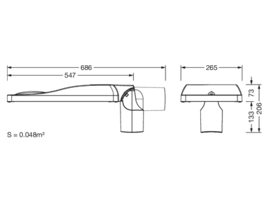 Dimensional drawing 1 Siteco 5XH6D31A08HA Luminaire for streets and places
