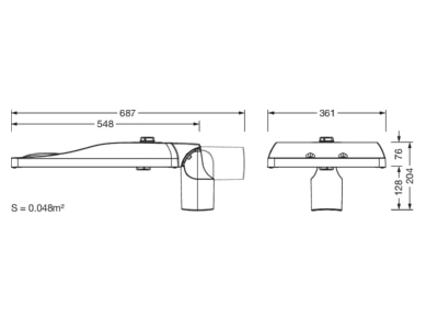 Dimensional drawing 1 Siteco 5XH7H31T08MA Luminaire for streets and places
