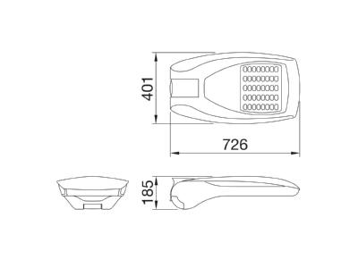 Dimensional drawing Performance in Light GW87412 Luminaire for streets and places