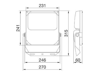 Dimensional drawing Performance in Light GWF1100NC840 Downlight spot floodlight