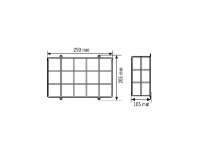 Dimensional drawing ESYLUX SLE24BASKETGUARDWALL Protective housing for luminaires