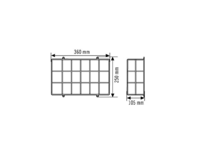 Dimensional drawing ESYLUX SLF30BASKETGUARDWALL Protective basket for luminaires SLF Schutzkorb 100ws