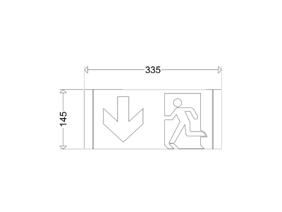 Dimensional drawing Schuch 121 35 Sticker for emergency luminaire
