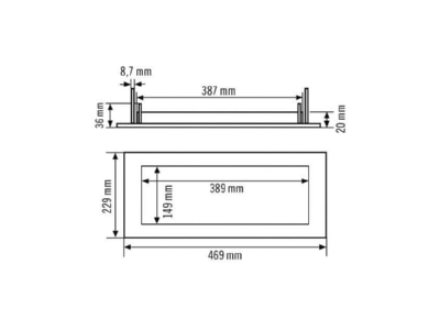 Dimensional drawing ESYLUX SLX ELXM  EN10077234 Installation frame for luminaires EN10077234