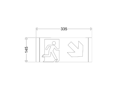 Dimensional drawing Schuch 121 39 Sticker for emergency luminaire
