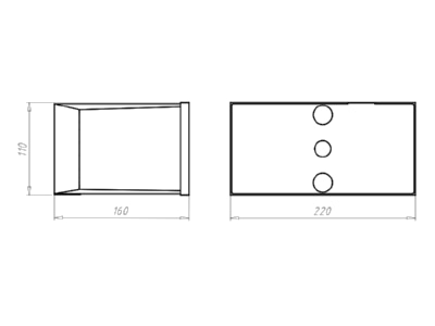 Dimensional drawing Kaiser 1159 70 Flush mounted mounted box 220x110mm
