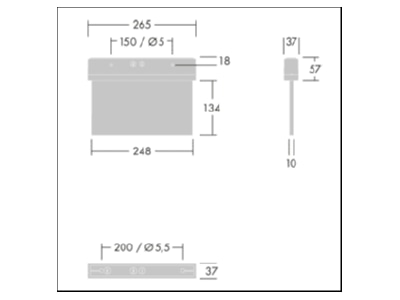 Dimensional drawing Thorn Voyager St  96222360 Emergency luminaire 7 5W IP43