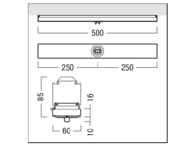 Dimensional drawing Zumtobel RESCLITE  42185793 Emergency luminaire 4 7W IP20