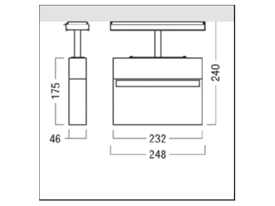 Dimensional drawing Zumtobel CROSSIGN  42185947 Emergency luminaire 6 6W IP20