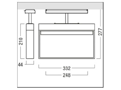 Dimensional drawing Zumtobel CROSSIGN  42185984 Emergency luminaire 7 5W IP20