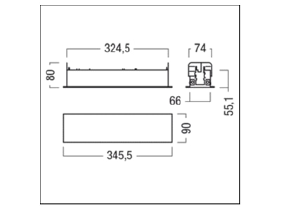 Dimensional drawing Zumtobel PURESIGN C  42186017 Emergency luminaire 6 6W IP40