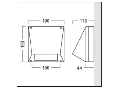 Dimensional drawing Zumtobel RESCLITE P  42186589 Emergency luminaire 3 4W IP65