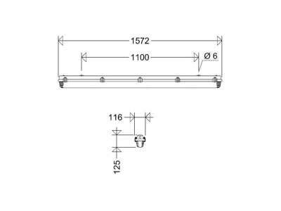 Dimensional drawing Schuch 161 15L34 ZB Emergency luminaire 21W IP65
