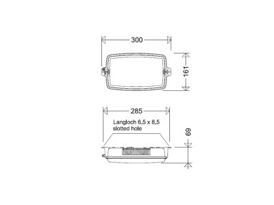 Dimensional drawing Schuch 3611 L03 3 MA Emergency luminaire 5W IP65 3h