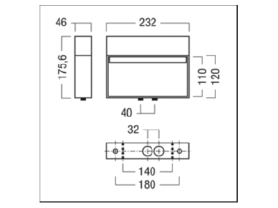 Dimensional drawing Zumtobel CROSSIGN  42185943 Emergency luminaire 6 2W IP42
