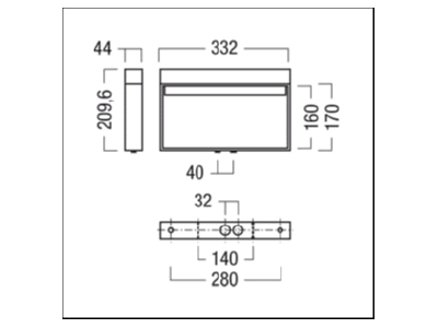 Dimensional drawing Zumtobel CROSSIGN  42185948 Emergency luminaire 7 1W IP42