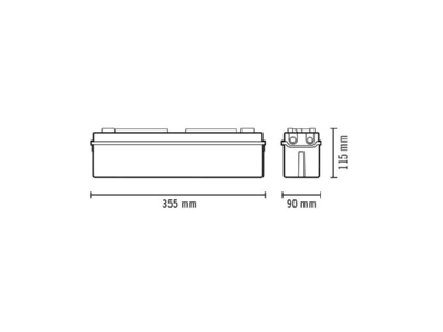 Dimensional drawing ESYLUX SLAELLED8h14mIRSCSM Emergency luminaire 3W IP54 8h