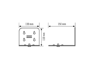 Dimensional drawing ESYLUX SLP 2WALLMOUNT PLATE Mounting kit for luminaires