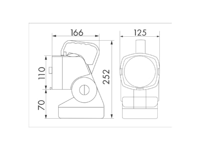 Dimensional drawing BEG SAFETYLUXport LEDgr Hand floodlight IP40
