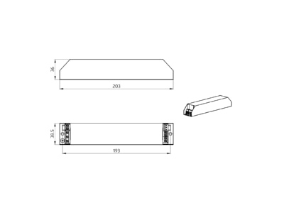 Dimensional drawing BEG WRE 3 6V  3h o  Akku Emergency unit for luminaire