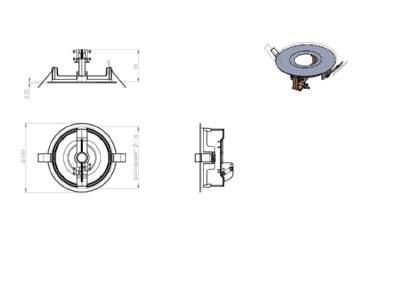 Dimensional drawing RP Technik ILDE Mechanical accessory for luminaires