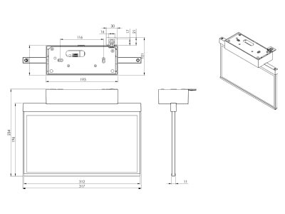 Ma�zeichnung RP Technik AXD403WL Rettungszeichenleuchte 3h  Wireless  weiss