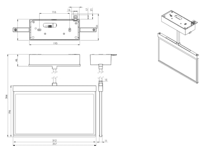 Mazeichnung RP Technik AXDP403WL Rettungszeichenleuchte 3h  Wireless  weiss