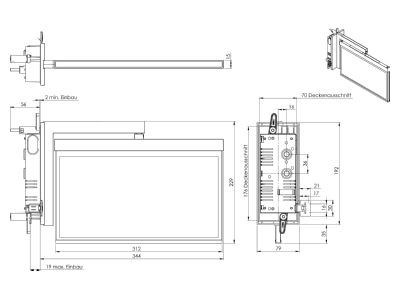 Mazeichnung RP Technik AXRA401WL E Rettungszeichenleuchte 1h Wireless  Edelstahl Optik