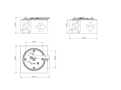 Mazeichnung RP Technik WHXD413WL Rettungszeichenleuchte 3h  Wireless