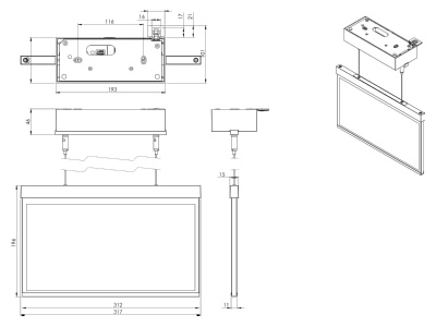 Ma�zeichnung RP Technik AXDC403SC LED Rettungszeichenleuchte EB 3h  SC