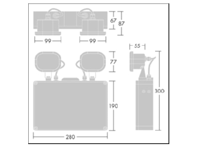 Ma�zeichnung Zumtobel VOYAGER TW  96637114 Notlichtleuchte weiss  VOYAGER TW 96637114