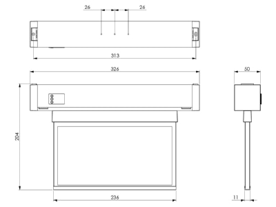 Dimensional drawing 1 RP Technik KAMU509CC Sign luminaire single double sided
