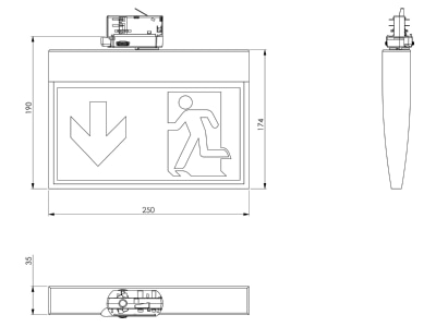 Dimensional drawing RP Technik KMU413SC Safety light EB 3h 