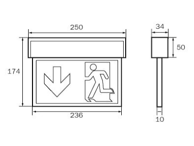 Dimensional drawing RP Technik KSC418WL Sign luminaire single double sided