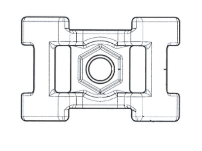 Dimensional drawing 1 Hellermann Tyton S2HM25 PA66 BK Mounting element for cable tie
