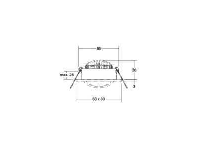 Dimensional drawing Brumberg 39415153DW LED recessed spotlight 230V 3000K 1800K  d2w