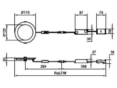 Dimensional drawing Philips Licht DN065B G4  30395900 LED downlight 830 840