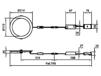 Dimensional drawing Philips Licht DN065B G4  30397300 LED downlight 830 840