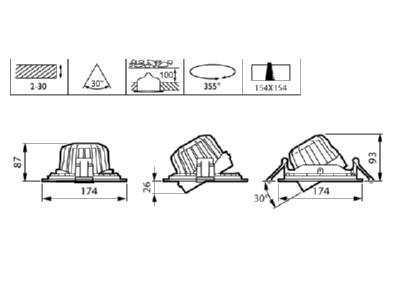 Dimensional drawing Philips Licht GD351B 27S  58829500 3D LED light 930
