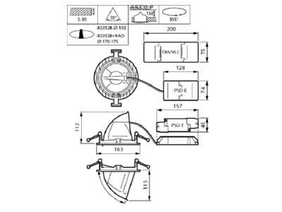 Dimensional drawing Philips Licht RS352B 27S  58819600 3D LED light 830