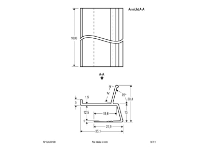 Dimensional drawing 1 EVN APTBUW100 Accessory for luminaires

