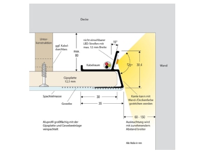 Dimensional drawing 2 EVN APTBUW100 Accessory for luminaires