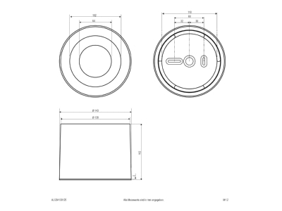 Dimensional drawing EVN ALG54130125 Downlight spot floodlight
