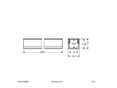 Dimensional drawing EVN APFLAT7AM200 Cable duct for luminaires