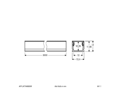 Dimensional drawing EVN APFLAT7AM300W Cable duct for luminaires