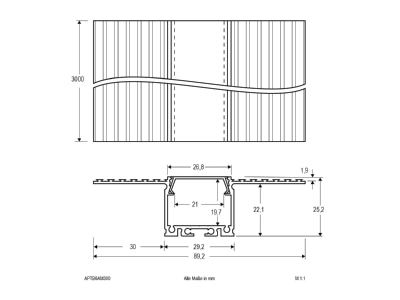 Dimensional drawing EVN APTB6AM300 Accessory for luminaires