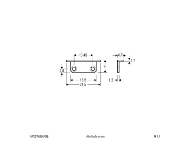 Dimensional drawing EVN APXSTWEAPEB End cap for luminaires