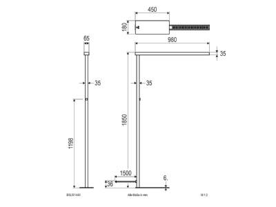 Dimensional drawing EVN BSL501440 Floor lamp LED not exchangeable silver