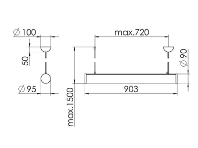 Mazeichnung Ridi Leuchten PURELI  SPG0630381BB LED Pendelleuchte 830 PURELI SPG0630381BB