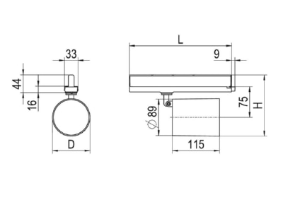 Dimensional drawing Ridi Leuchten TINO NDFWS840F0300 Downlight spot floodlight 1x24W